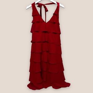 LIZ Claiborne Open back red ruffled party dress in size 10